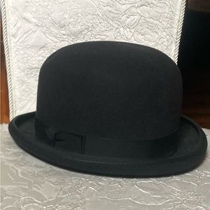 Barlesoni Black Felt Vintage Derby/Bowler Hat Size 7